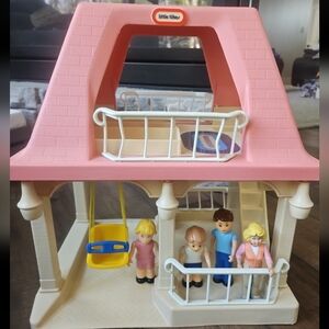 Little Tikes Pink & Cream Dollhouse Playset with Figures and Swing